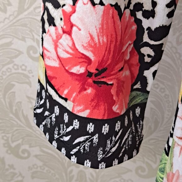 JM Collection Size Large Animal Print and Floral Tunic Embellished Neckline NWT - Picture 6 of 16